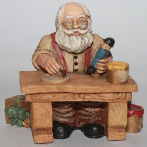 Rare Vintage Wang's Int. 4" Santa Sitting at Desk Painting Nutcracker Figurine